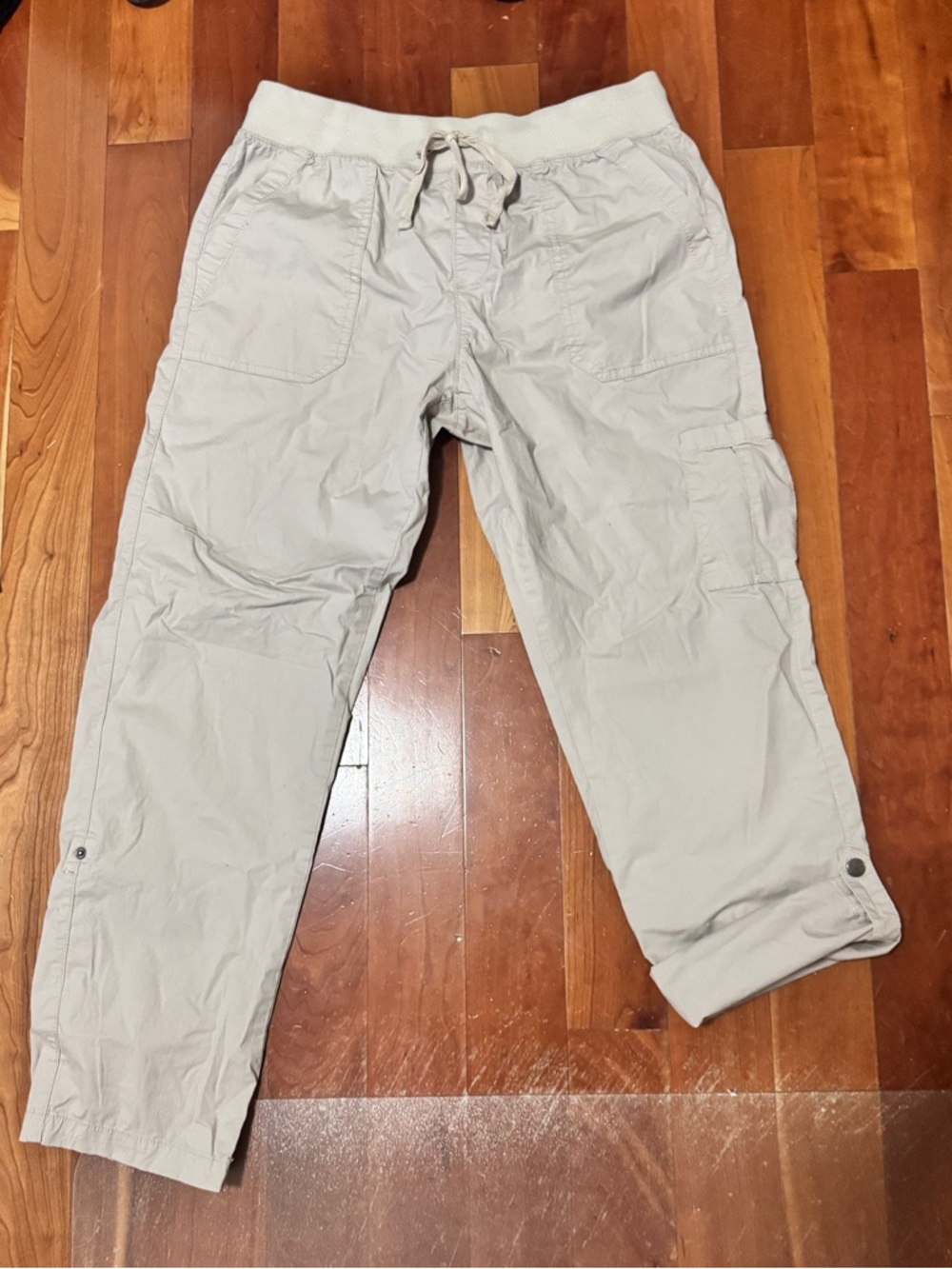 Sand Beige Drawstring Adjustable Length Cargo Pants